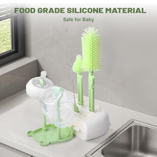 Baby Bottle Cleaner Brush Set Travel Baby Bottle Cleaning Kit Toddler Cleaning Set Travel Bottle Cleaner Kit After Birth Essentials for Mom Kit Toddler Travel Essential Convenience kit - color: Green