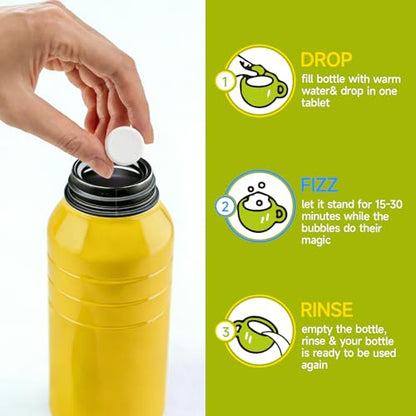 Bottle Cleaning Tablets for Water Bottles, Tumblers & Straws – No Scrubbing Cleaner Tablets Remove Odor & Residue for Insulated Bottles, Protein Shakers, Coffee Cups & Lids, 10 Count
