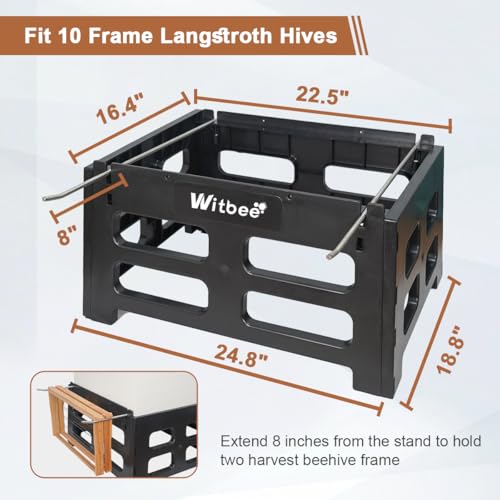 witbee Bee Hive Stand for 10 Frame Langstroth Hives – Heavy Duty Plastic Beekeeping Support Stand with Frame Holder, Outdoor Apiary Stand for Bee Yard, Garden, or Backyard Beekeepers - size: 1 PACK