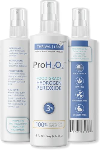 ProH2O2 3% Food Grade Hydrogen Peroxide – Natural Cleaner & Disinfectant – Household Use – For Cleaning, Sanitizing & Gargle – 8 fl oz Spray (Pack of 2) & 32 fl oz Refill (Pack of 2)