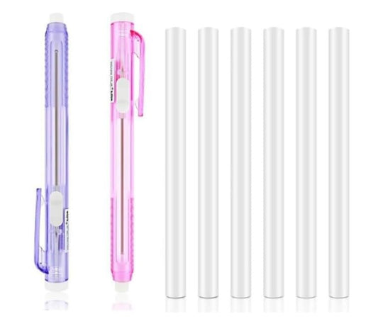 6Pcs Purple Retractable Mechanical Eraser Pen,Pen-Style Erasers with Replacement Eraser Refills Mechanical Eraser for School Home Office Writing Drawing,Erasers and Correction Products