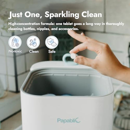 Papablic 120Pcs Official Detergent Soap Tablets for Baby Brezza,GROWNSY,Momcozy Bottle Washer Pro, Effective Cleaning with Safe Highly Concentrated Formula - size: 1 Count (Pack of 120)