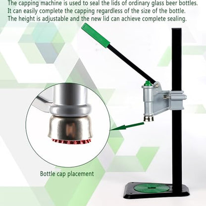 Manual Bench Bottle Capper, 26-29mm Adjustable Height Beer Bottle Capping Machine with Adjustment Levers and Buttons, Manual Pressure Lever, Easy Pressing Suitable f