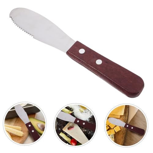 Stainless Steel Cheese Knife with Serrated Edge and Wooden Handle Portable Butter Spreader and Jam Spatula for Baking and Cooking Multi-function Kitchen Tool