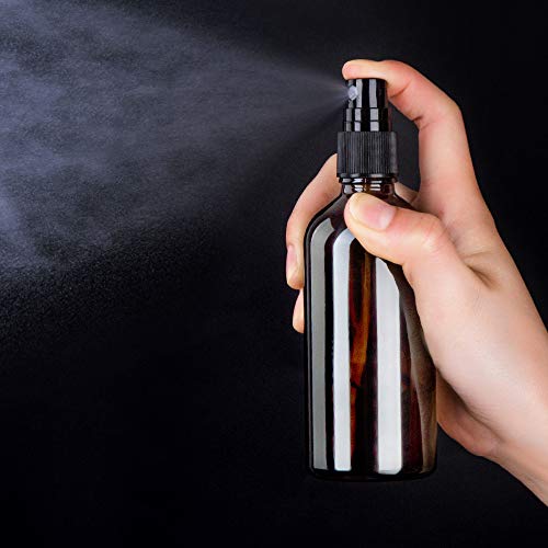 Hydior 4oz Amber Glass Spray Bottle for Essential Oil, Empty Fine Mist Spray Bottle, 6 Pack - color: Amber-6PCS