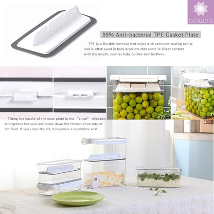 Pickle keeper Press Plate Food Storage Container Organizer for Kimchi Sauerkraut Fermentaion Airtight Lid Locking for Preserved Food (4000ml / 1 gal) - size: 4000ml / 1 gal