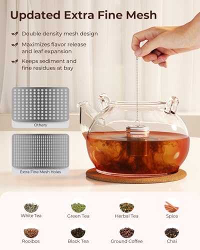 2 Pack Reinmoson Large Tea Infuser for Loose Tea & Spice Ball for Cooking | 2.1” x 2.9” Extra Fine Mesh Large Tea Strainers, 304 Stainless Steel Loose Leaf Tea Steeper for Black Tea, Rooibos, etc - size: Large