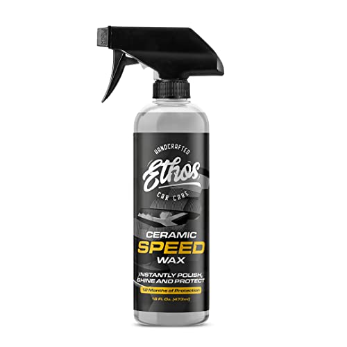Ethos Ceramic Speed Wax – SiO2 Ceramic Coating Spray for Cars – Hydrophobic Car Wax Spray Top Coat Polish – High Gloss Shine, Ceramic Spray Wax – 12+ Month Protection - color: Ceramic Speed Wax 16oz