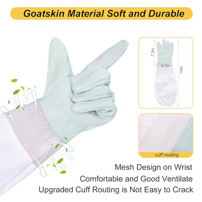 Ventilated Bee Suit,3 Layer Sting-Proof Beekeeping Suit for Men & Women with Gloves & 2 Beekeeping Veils for Beekeepers-Large - size: Large