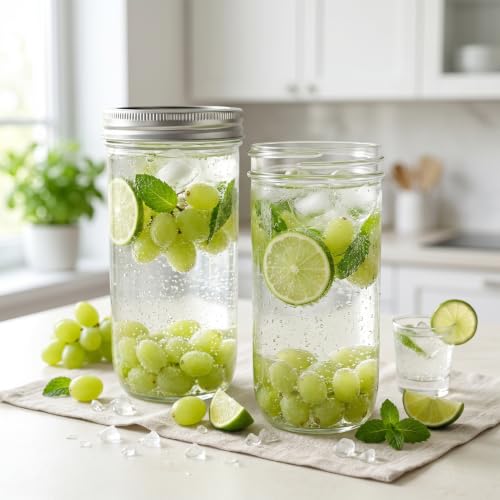 CycleMore 24oz 12 Pack Mason Glass Jars with Silver Separable Lids, Wide Mouth Canning Jars, Glass Pickle Canning Jars for Jelly, Jam, Honey, Wedding Favors, Spices and Herbs - size: 24oz - 12 Pack