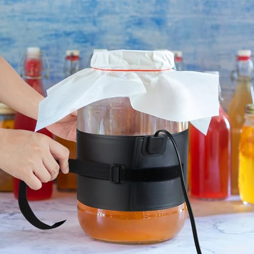 Heat Mat for Kombucha Jar Heating, Warming Mat with Thermostat Controller Combo Set & Timing Function, Digital Temperature Control Heating Mat Fits 1 to 3 Gallon Fermenter Vessels (Black)