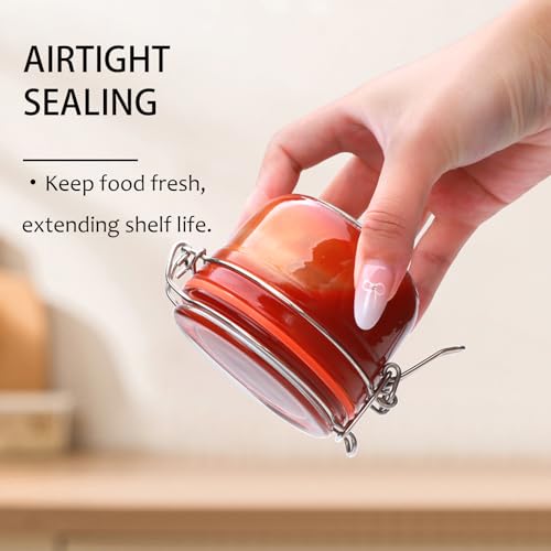 5 oz Glass Jars with Lids, 6 Pack Small Glass Jars with Airtight Lid | Mini Glass Food Storage Container, Glass Spice Jars with Airtight Lids for Kitchen Canning, Honey, Nuts, Snacks, Jelly - size: 5oz*6-cylinder