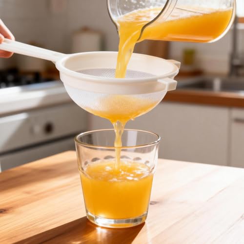 5Pcs Kefir Strainer Set, 5 Sizes Plastic Nylon Mesh Strainers with Handle Double Ear Fine Mesh Colander Flour Sifter for Yogurt Baking Kitchen Kefir Tea Juice Pasta