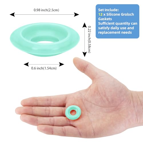 12PCs Dopamine color Silicone Gaskets Washers Seals for Cap Swing Flip Top for Home Brew Beer Soda Bottle Sealing(half cover) (Mint Green) - color: Mint Green