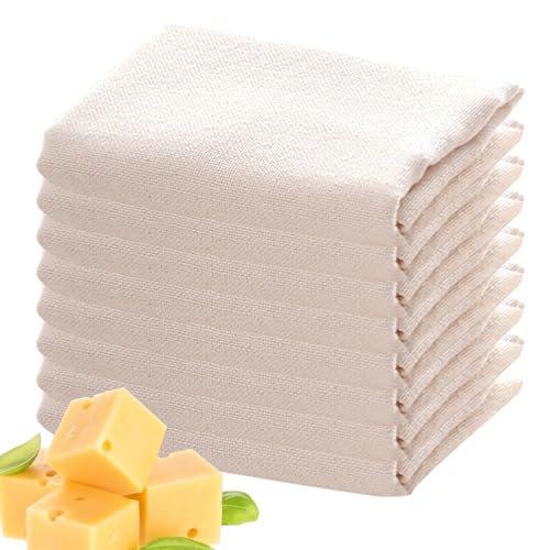 Cheesecloth for Cooking Cheese Cloths for Straining 8PCS 20x20 In Unbleached Cotton Cheesecloth for Cooking Reusable Ultra-Dense Strainer for Juicing, Filtering