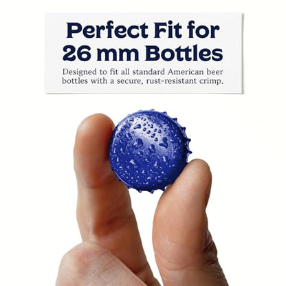 Fermentaholics Beer Bottle Capper & Lid Set – Double Wing Manual Capping Tool with 144 Crown Caps – Fits Standard 12 oz & Homebrew Beer Bottles (Capper & Lid Set -144 Blue Crown Caps) - size: Capper & Lid Set -144 Blue Crown Caps