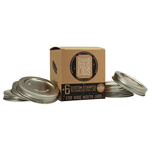 316 Stainless Steel Wide Mouth Mason Jar Lids - 6 Pack | For Storage, Dry Goods, Pickling, Gifts - Durable & Rustproof - Mason Jar Tops - size: 6 Pack