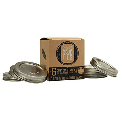 316 Stainless Steel Wide Mouth Mason Jar Lids - 6 Pack | For Storage, Dry Goods, Pickling, Gifts - Durable & Rustproof - Mason Jar Tops - size: 6 Pack