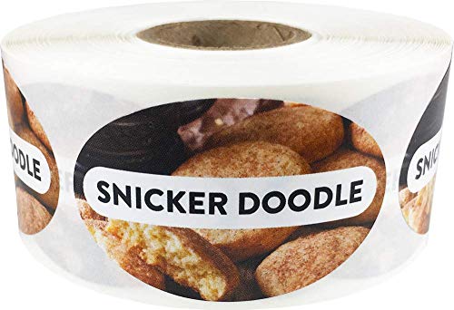 Snicker Doodle Grocery Store Food Labels 1.25 x 2 Inch Oval Shape 500 Total Adhesive Stickers - color: Snicker Doodle