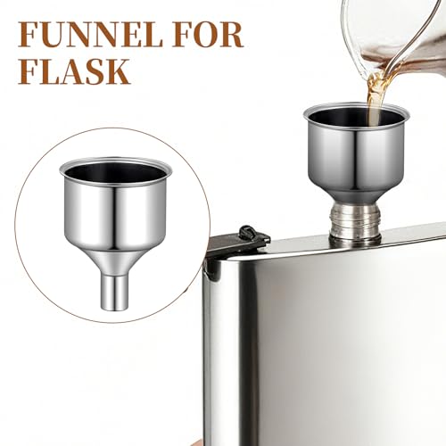 2 Pcs Stainless Steel Flasks Funnels 3/8" Small Kitchen Funnel Set Spout for Flasks Oil Bottle Liquid Perfume Bottle Coffee Beans