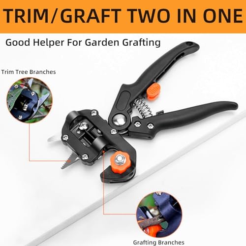 2 in 1 Garden Grafting Tool Kit with 2 Replacement Blades and 1 Grafting Base,Professional Gardening Pruning Tool Set,for Plant Branch Vine Fruit Tree Cutting,Grafting & Trimming