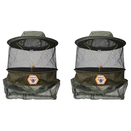 Beekeeping Hat with Veil 360° Protective Bee Keeper Hat High Visibility Mesh Breathable Ventilated Design Secure Elastic Fit (BP-106 Green-2 Pack) - color: Green, size: 2-pack