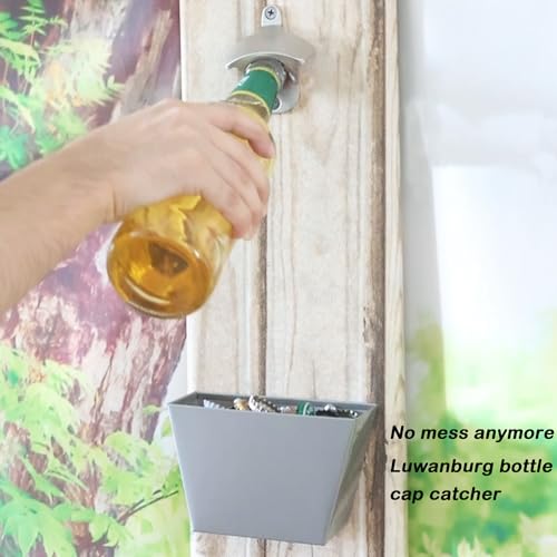 Stainless Steel Bottle Cap Catcher Wall Mounted Beer Bottle Top Bucket Silver | Rustproof, Beer Bottle Top Remover Bucket, Screw in Wall for Wooden Shelf Fence Post Table - color: Silver