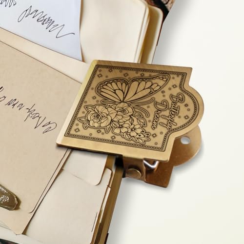 ANATTASOUL Travel Journal Clip Vintage Butterfly and Flowers Metal Book Clips, Decorative Heavy Duty Journal Clips to Hold Journal Open for Notebook, Photo, Bookmark, Office Kitchen Home DIY Use - style: Butterfly and Flowers