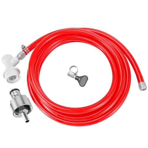 5.5 Feet Ball Lock Disconnect Gas Tubing Line Stainless Steel Carbonation Cap Kit for Soda Beer PET Bottle CO2 Regulator Keg Tap with Stainless O.D 5/16'' Barb Brewing Hose Clamp Sealing Gasket - size: Stainless Carbonation Cap Kit