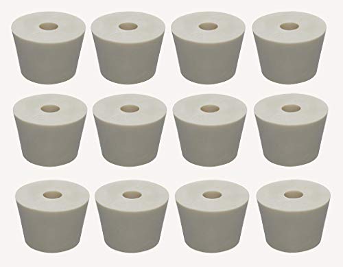 12 Pack #7 DRILLED Rubber STOPPERS Tapered Bung for Corking Home Brewing Glass Carboys (4620)