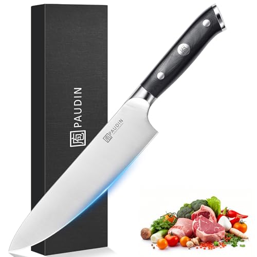 PAUDIN Chef Knife,8 Inch Professional Kitchen Knife Dishwasher Safe,Forged German Stainless Steel Sharp Cooking Knife,Ergonomic G10 Handle Full Tang Meal Prep Knives,Home Restaurant Gift for Men Women - size: Chef Knife - 8 inch