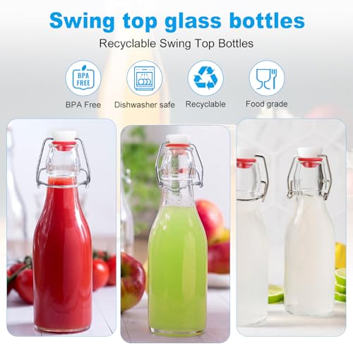 Swing Top Bottles,8.5oz 4 Pack Flip Top Glass Bottle with Airtight Grolsch Closures, Reusable for Kombucha, Beer, Cold Brew, Homemade Beverages & Storage