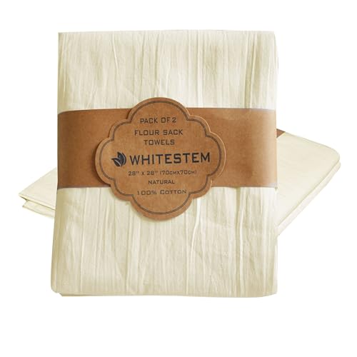 Flour Sack Towels | Tea Towel for Crafts | Kitchen | Dish | Cotton Blank Towel for Embroidery | Baking Bread Proofing Linen Cover | Thick Absorbent Quick Dry | 2 Pack 28"x28" Natural - color: Natural, size: 28"x28" - 2 Pack