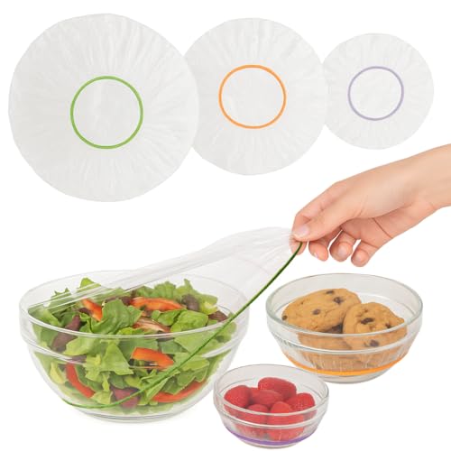 Plastic Bowl Covers, Elastic Reusable Food Covers for Bread Proofing, Storage & Outdoor Use – 100 Pack, Stretch Fit, 3 Sizes - size: 100 Pack, 3 Sizes