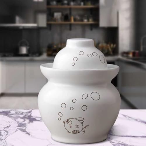 Abaodam Ceramic Pickle Jar Airtight Sealed Fermenting Crock for Kimchi and Sauerkraut Food Storage, 1.5-pound Capacity Porcelain Pickled Vegetable Jar with Lid for Kitchen Use