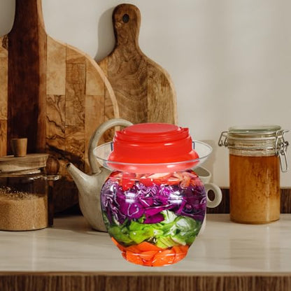 SUPVOX 1l Fermentation Pickle Jar with Inner Lid, Household Food Fermenting Crock for Kimchi Sauerkraut Storage and Water Seal Preservation