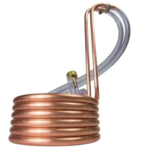 Coldbreak 12.5Ft. Wort Chiller with Copper Coil - Compact and Basic Immersion Beverage Chiller and Beer Brewing Equipment - 2pcs of 4Ft. Vinyl Tubing, Garden Hose Fitting, and Hose Clamps Included - size: 12.5'