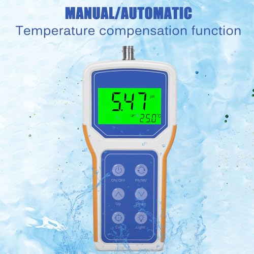 Lab Food PH Meter, Portable Digital Tester Acidity Meter, LCD Display, Temperature Compensation, PH Measurement Range 0.00~14.00, for Skin Food Soil Fruits Meat