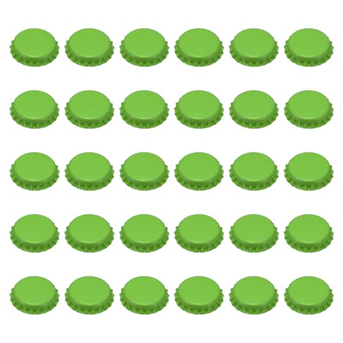 uxcell 60 Pcs Oxygen Absorbing Beer Bottle Caps, 32mm Pry Off Bulk Crown Caps Bottle Toppers for Soda Beer Wine Glass Bottles Home Brewing DIY Pendants or Craft Scrapbooks, Green - color: Green