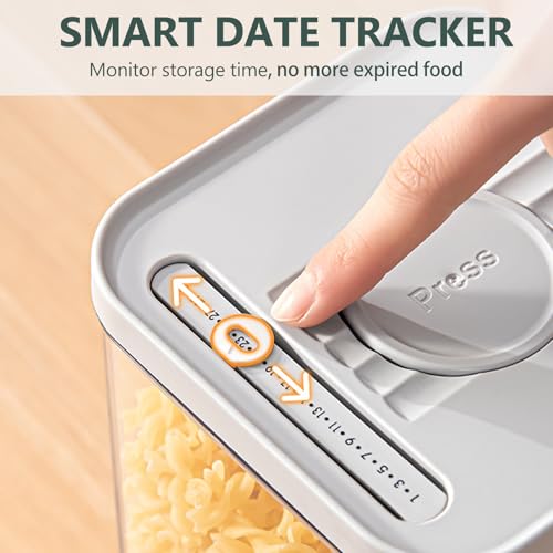 WRINGKIT Set of 4 Airtight Food Storage Containers, 0.58 Qt Small Cereal Snacks Container with Lids, Leak Proof Stackable Flour Sugar Canisters for Pantry, Spices, Candy, One Button Opening, 550ml