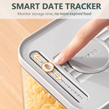 WRINGKIT Set of 4 Airtight Food Storage Containers, 0.58 Qt Small Cereal Snacks Container with Lids, Leak Proof Stackable Flour Sugar Canisters for Pantry, Spices, Candy, One Button Opening, 550ml