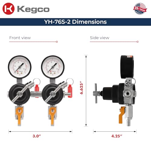 Kegco Secondary Regulator, Double Gauge, Black