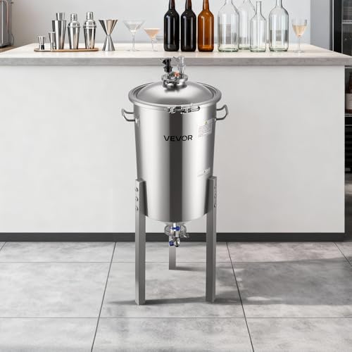 VEVOR Pressure Fermenter 15 PSI, 8 Gal/30L All-in-One Stainless Steel Conical Secondary Fermentation Bucket, for Wine, Beer Brewing Equipment - size: 8 Gal-Fermenter2.0