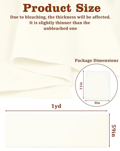 FIVEIZERO 100% Cotton Muslin Fabric by The Yard,59in x 1yd Cream Bleached Cotton Muslin Cloths–Medium Weight Beige Calico Fabric for Sewing,Quilting,Embroidery,Crafts & Apparel Projects - color: Cream, size: 1 yard pre cut