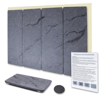 2 PCS Large Stone Dish Drying Mat for Kitchen Counter Diatomaceous Earth Quick Dry Foldable Dish Drying Pad with Anti Slip Mesh Mats(16x24in 4x8in grey)