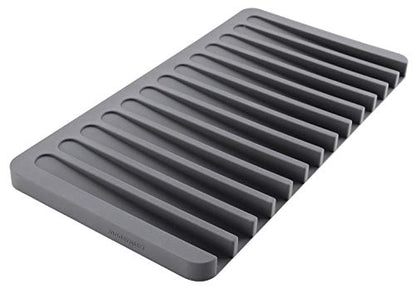 Self-Draining 2 in 1 Silicone Drying Mat and Trivet by Modern Joe's. Premium Space Saving Dish and Glassware Silicone Mat. Made from Food-grade, Dish Washer Safe and Heat Resistant (Gray) - color: Gray