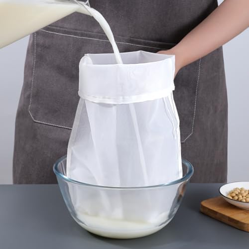 Reusable Fine Mesh Strainer Bag For Cheese Nut Milk, Cream Separator For Raw Milk, Cloth Liquid Strainer For Juice Tea Coffee Butter Yogurt (6Pcs) - size: 6Pcs