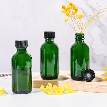 Small Glass Bottles with Lids Boston Round Shot Bottles for Health, Immunity, Ginger Juice, Essential Oils, Potion - Leak Proof Mini Travel Containers (Green UV, 2oz-24Pack) - color: Green UV, size: 2oz-24Pack