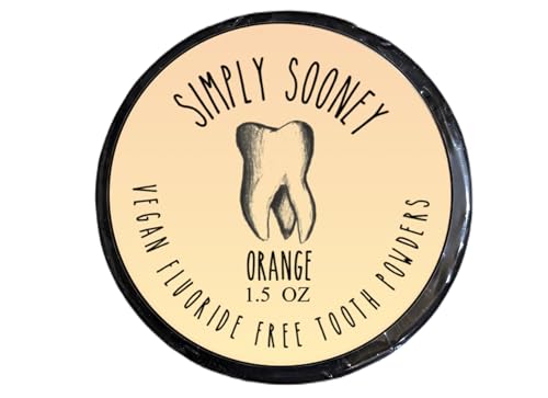 Simply Sooney Remineralizing Orange I Organic Ingredients I Xylitol for Cavities I Vegan Cruelty Free Formula I Fluoride Free Mineral Tooth Powder (1.5 oz BPA Free Plastic Jar)