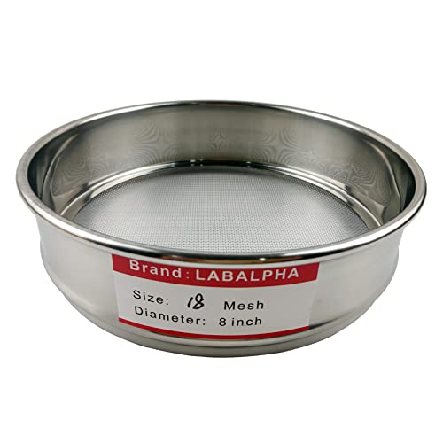 LABALPHA 18 Mesh Lab Sieves, #18 Mesh Test Sieve, 8'' Diameter, 304 Stainless Steel Wire Cloth (1mm) - size: 18 mesh (1mm)